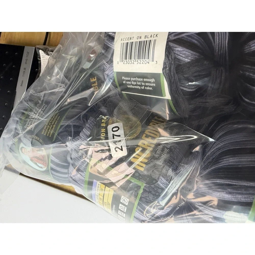 Lion Brand Yarn Incredible Ribbon Yarn Lot Of 17 Accent On Black 100% Nylon